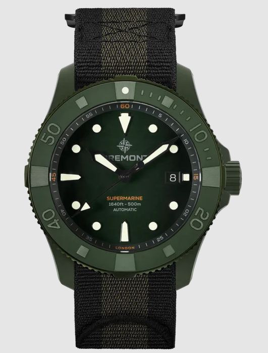Replica Bremont Watch Supermarine Full Ceramic Jungle Green fabric strap